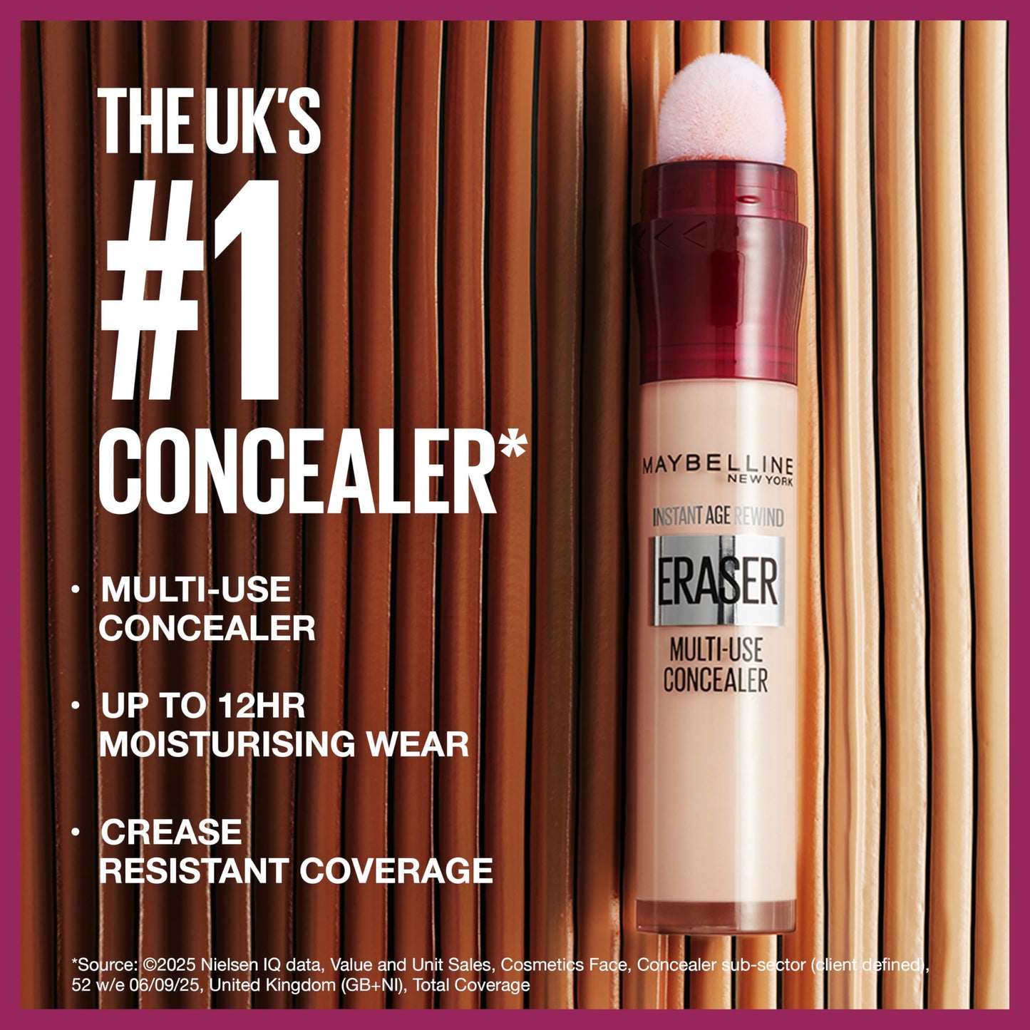 Maybelline Instant Anti-Age Eraser Eye Concealer for Face, Dark Circles, Blemish & Fine Lines Concealer, Full Coverage, Dermatologist Tested, Suitable for Sensitive Skin, Shade: 00 Ivory