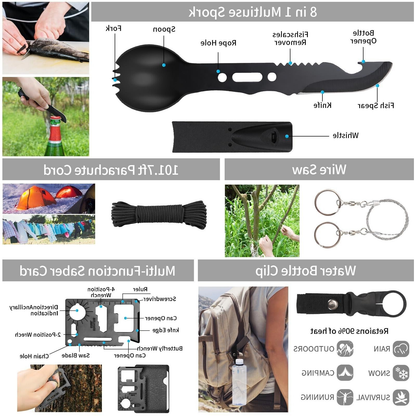 142PCS Survival Kit – Professional Camping & Outdoor Emergency Gear ,Molle Pouch