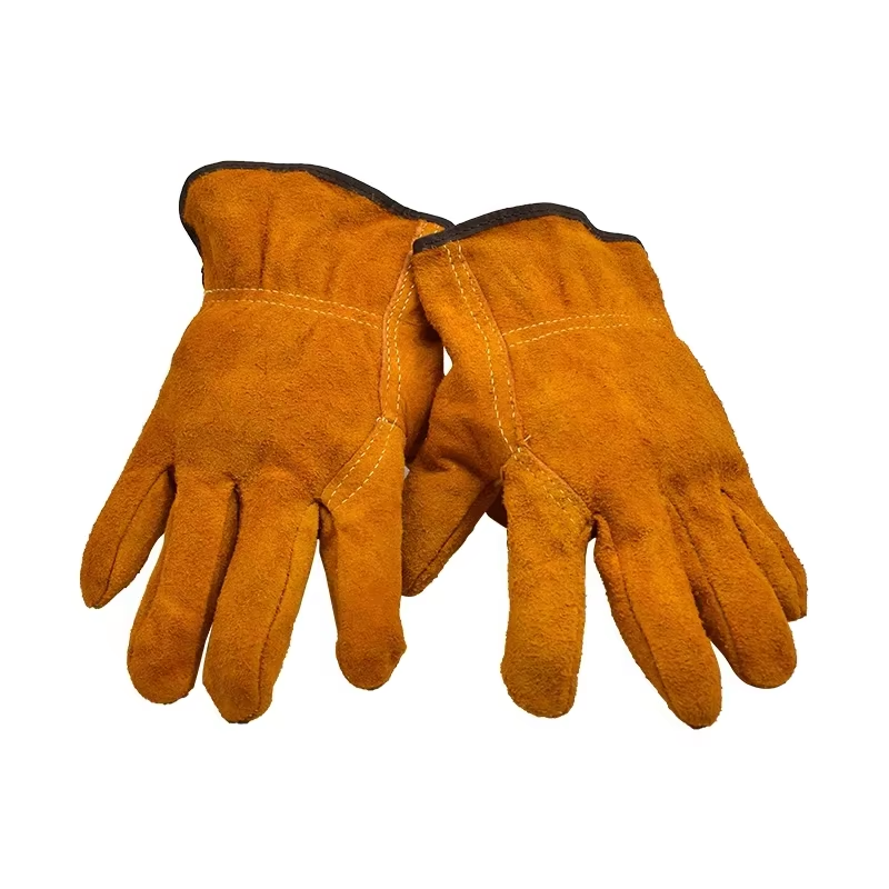 Men’s Cowhide Leather Work Gloves Heavy-Duty Welding Heat-Resistant Safety Glove