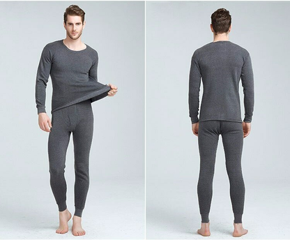 Men’s Winter Thermal Long Johns Set – Fleece 100% Cotton Top & Bottom Underwear