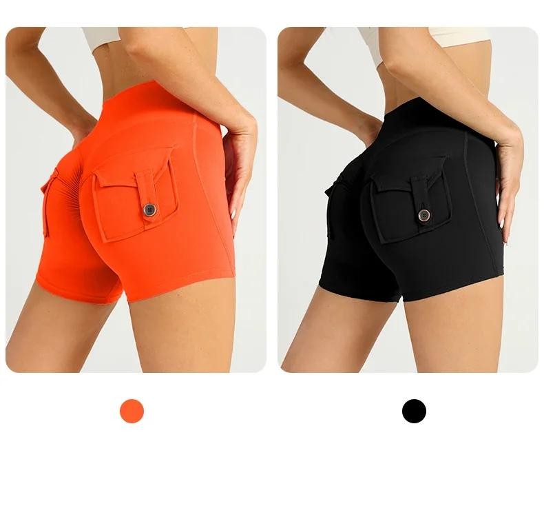 High Waist Yoga Shorts with Pockets Gym Workout Sports Tights Exercise Fitness