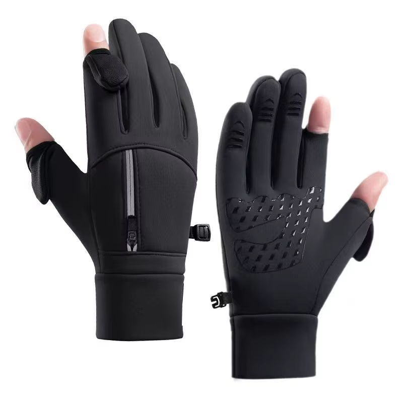 Winter Cycling Gloves Men Women Warm Touchscreen Windproof Water-Repellent Zip