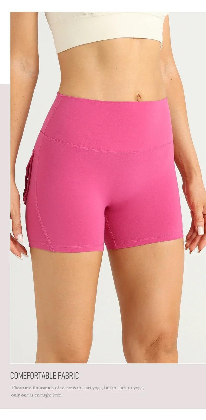 High Waist Yoga Shorts with Pockets Gym Workout Sports Tights Exercise Fitness