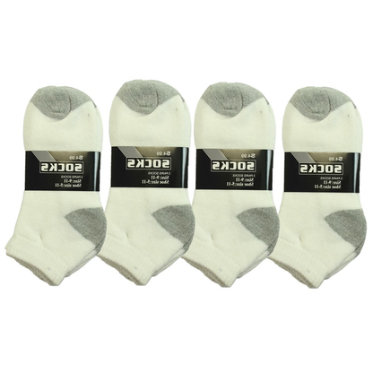 3-12 Pairs Men’s Cotton Sports Socks – Ankle, Quarter & Crew, 2-Tone, Size 9-13