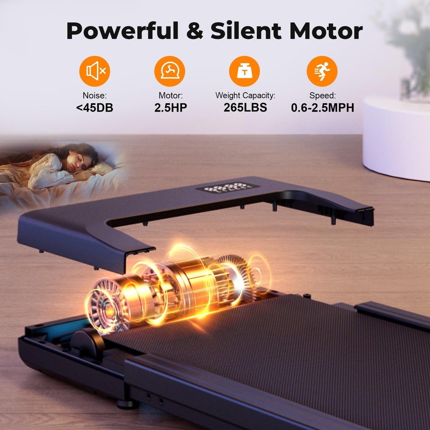 2 in 1 Walking Pad Under Desk Treadmill Portable Electric with Remote Control