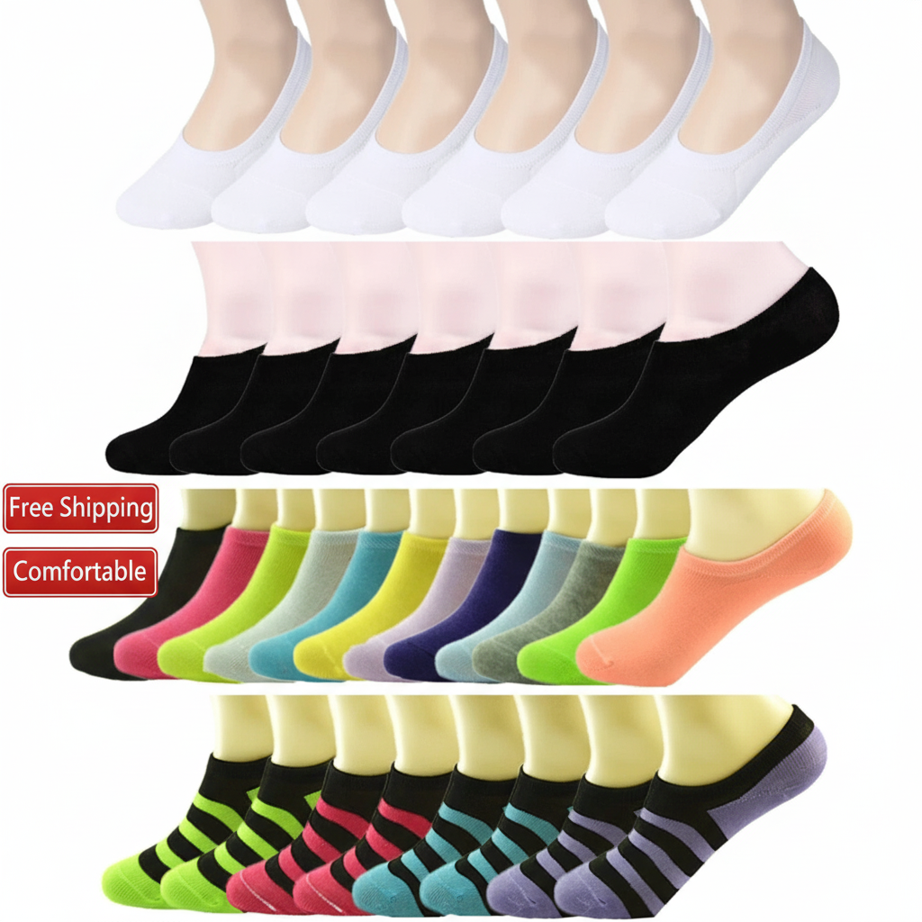 3-12 Pairs Women’s No-Show Ankle & Boat Liner Socks – Low Cut Cotton Size 9-11