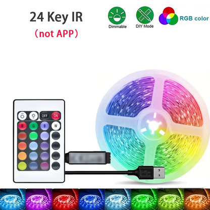 RGB LED Strip Lights 44 Keys APP Music Sync Remote USB 5V Flexible Tape Light