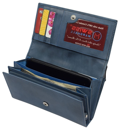 Women’s RFID Blocking Genuine Leather Wallet Large Capacity Card & Phone Holder