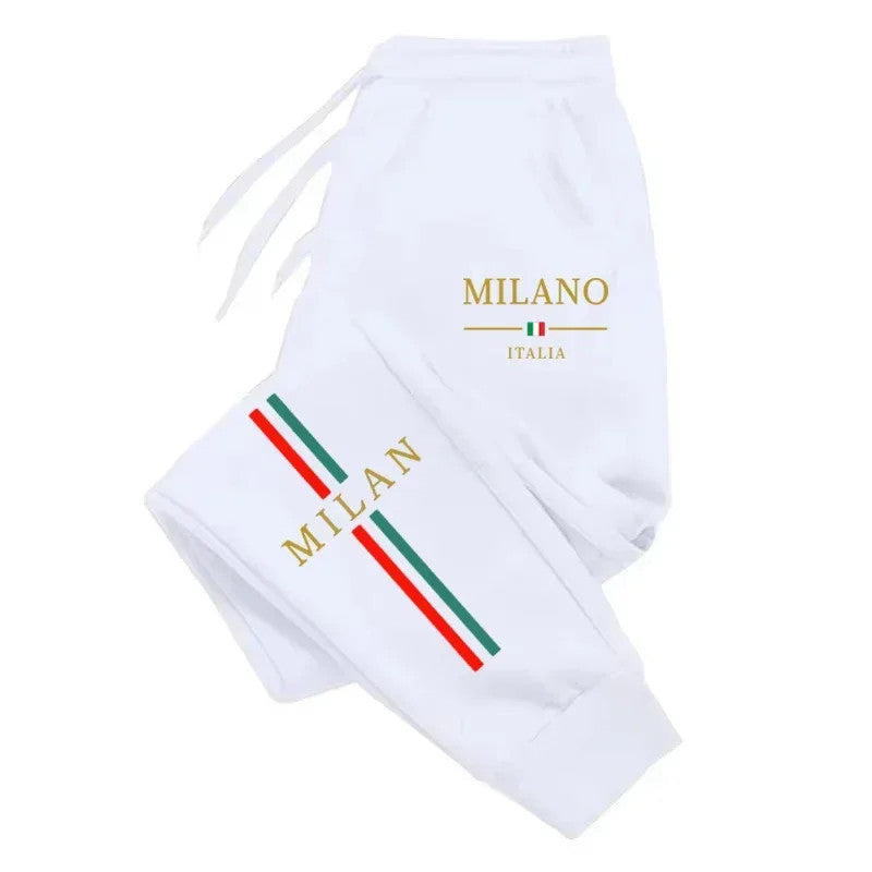Milan City Print Jogger Pants Unisex Autumn Winter Casual Sports Sweatpants