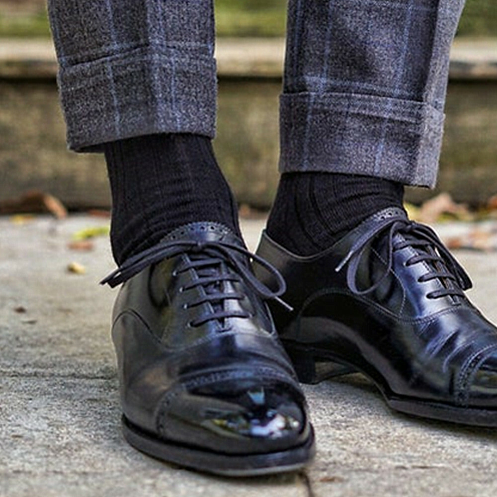 Men’s Solid Black Cotton Socks – 3–12 Pairs, Casual Formal Socks, Size 10–13