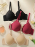 3-Pack Women’s Full Coverage Underwire T-Shirt Bra Soft Padded Everyday 70B-85B