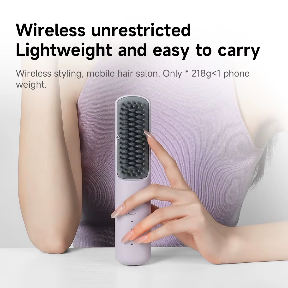 DOCOLAB Cordless 2-in-1 Straightener & Curler USB Ionic Brush 30s Heat-Up