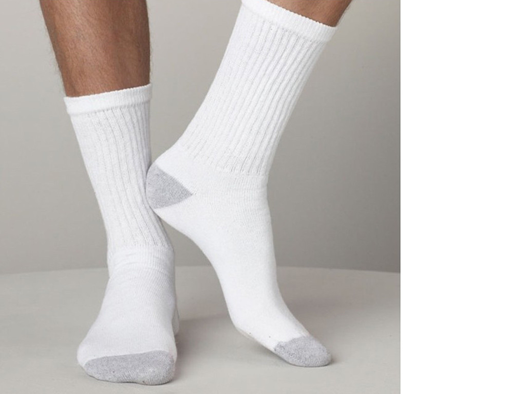 3-12 Pairs Men’s Athletic Cotton Crew Socks – White, 2-Tone, Sports Sizes 9 - 13