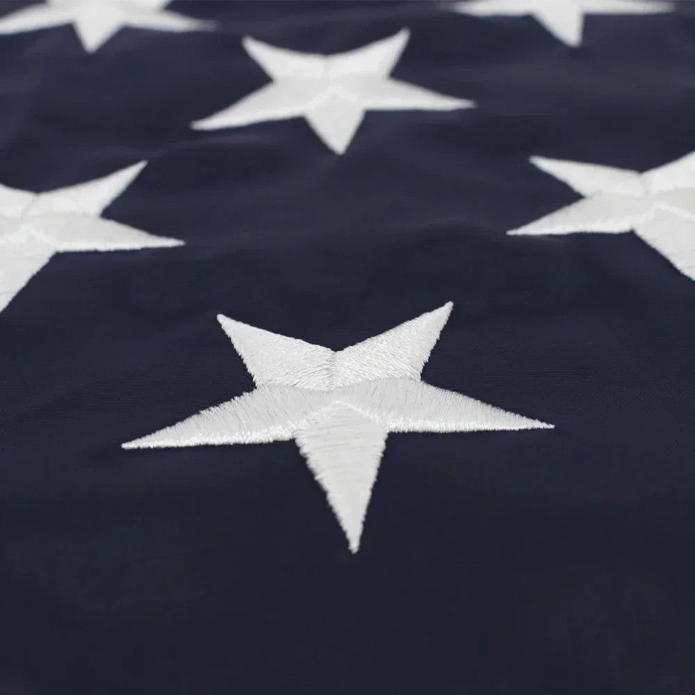 Heavy Duty USA Flag Waterproof Nylon with Embroidered Stars and Sewn Stripes Out