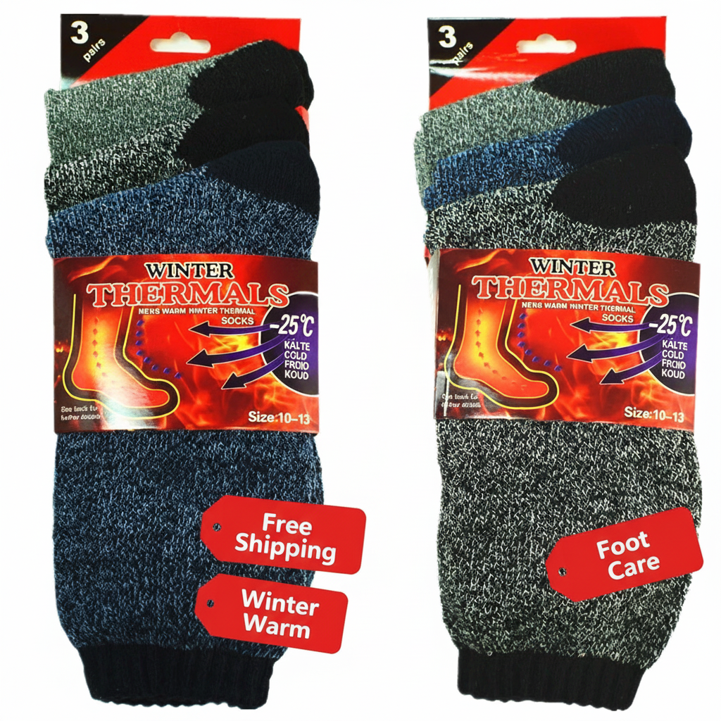 6 Pairs Men’s Winter Thermal Heated Socks – Super Warm for Boots, Size 10–13