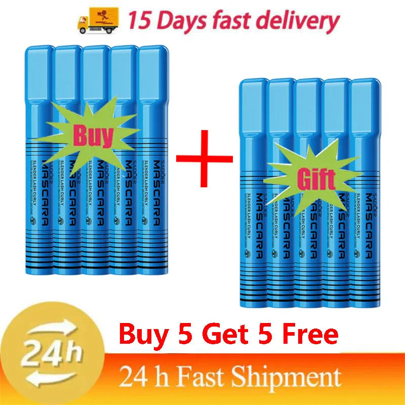 5D Waterproof Mascara Black Silk Fiber Lengthening Thick Curl Makeup Eyelash