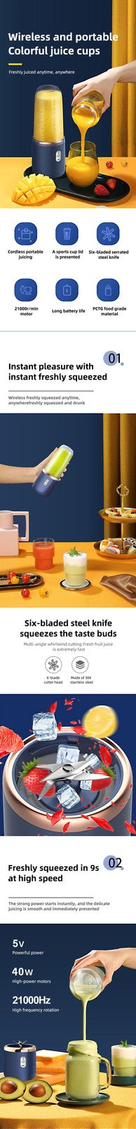 Portable 400ml Electric Juicer Blender USB Charging Fruit Smoothie Cup Machine