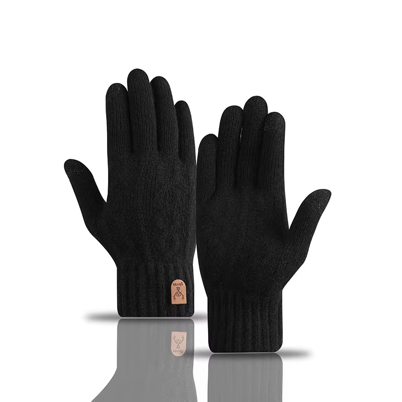 Winter Warm Touchscreen Knitted Gloves Men Velvet Thick Wool Cold-Proof Gloves