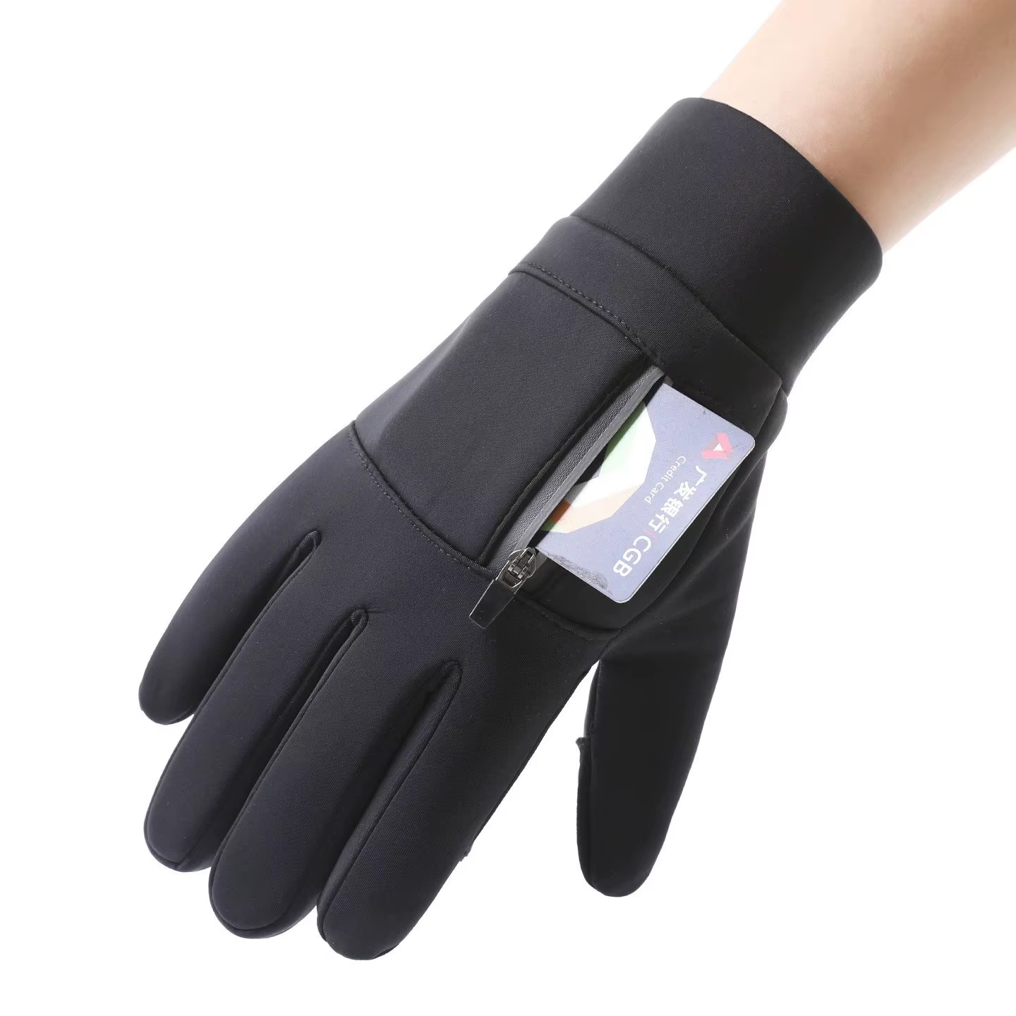 Winter Cycling Gloves Men Women Warm Touchscreen Windproof Water-Repellent Zip