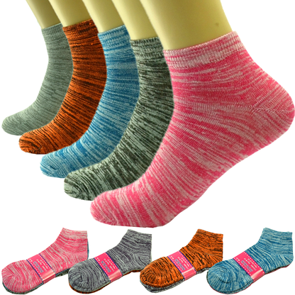3–12 Pairs Women’s Cotton Ankle / Quarter Crew Socks – Thin, Casual, Size 9-11