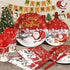 175PCS Christmas Party Supply Set Plates Cups Napkins Utensils Snowflakes Xmas