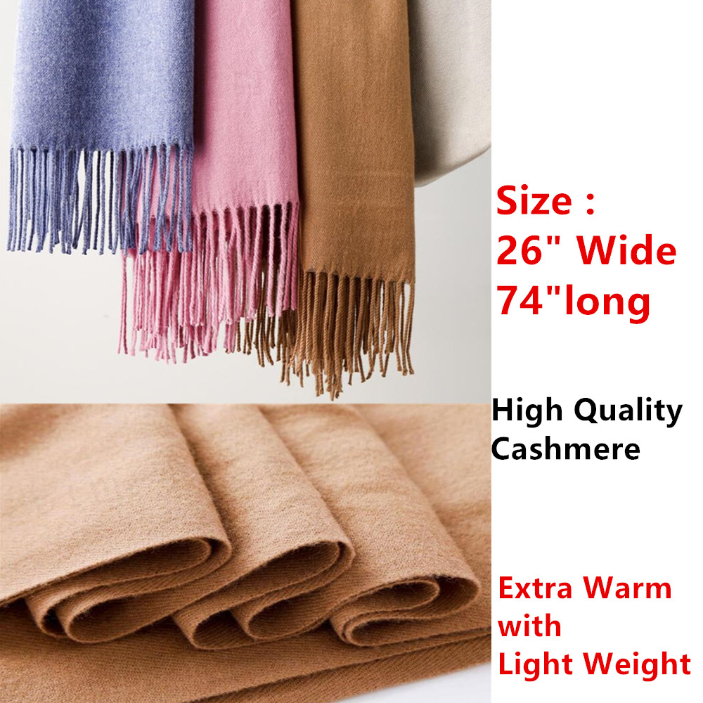 Unisex Oversized 100% Cashmere Blanket Shawl Wrap Scottish Wool Solid Scarf Warm