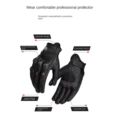 Winter Motorcycle Leather Gloves Men Women Carbon Fiber Breathable Full Finger