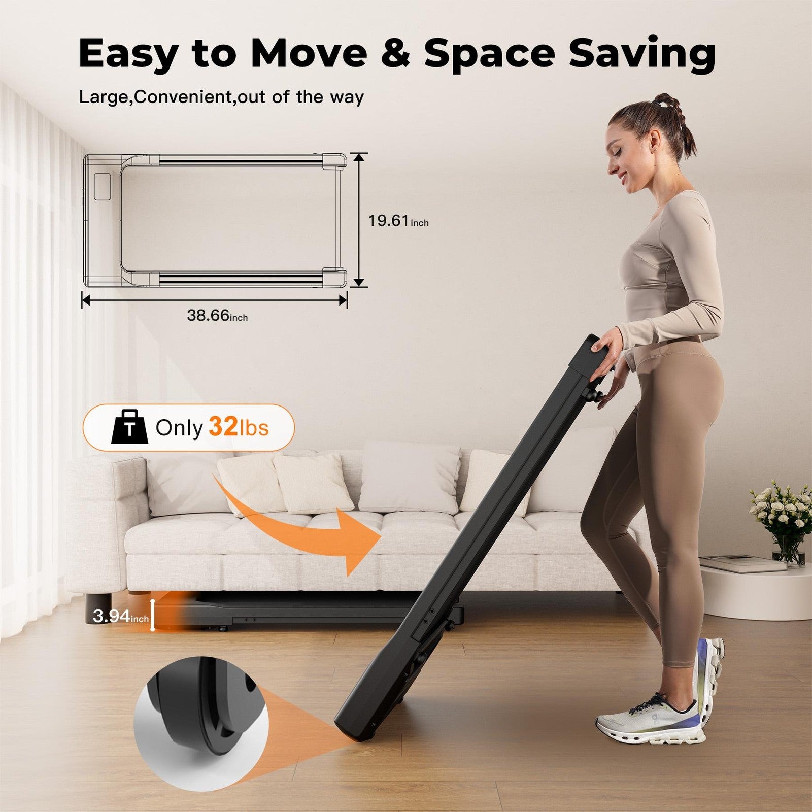 2 in 1 Walking Pad Under Desk Treadmill Portable Electric with Remote Control