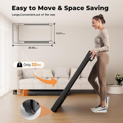 2 in 1 Walking Pad Under Desk Treadmill Portable Electric with Remote Control