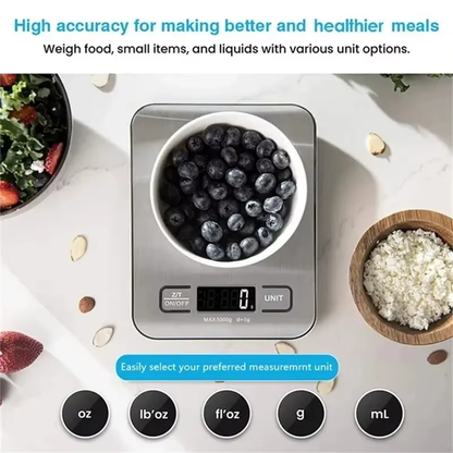 Stainless Steel Digital Kitchen Scale High-Precision Food & Jewelry Weighing