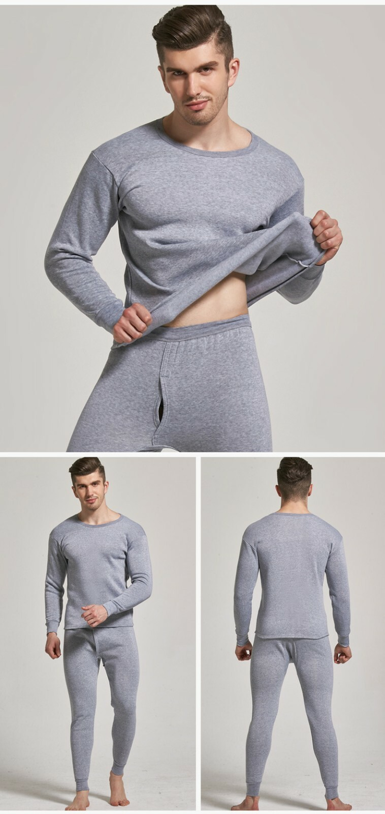 Men’s Winter Thermal Long Johns Set – Fleece 100% Cotton Top & Bottom Underwear