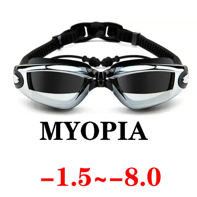 Adult Myopia Swimming Goggles Waterproof Anti-Fog Optical Swim Glasses