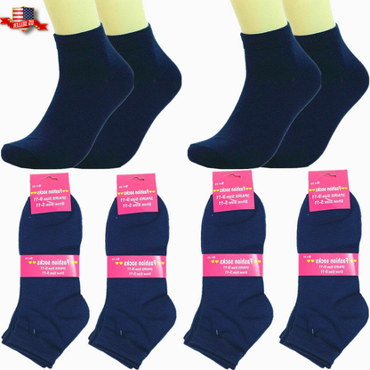 Women 6-12 Pairs Cotton Socks – Low Cut, Quarter & Ankle, Assorted , Size 9-11