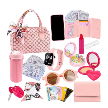 Girls Pretend Play Purse & Makeup Toy Set – Princess Accessories Gift Kit