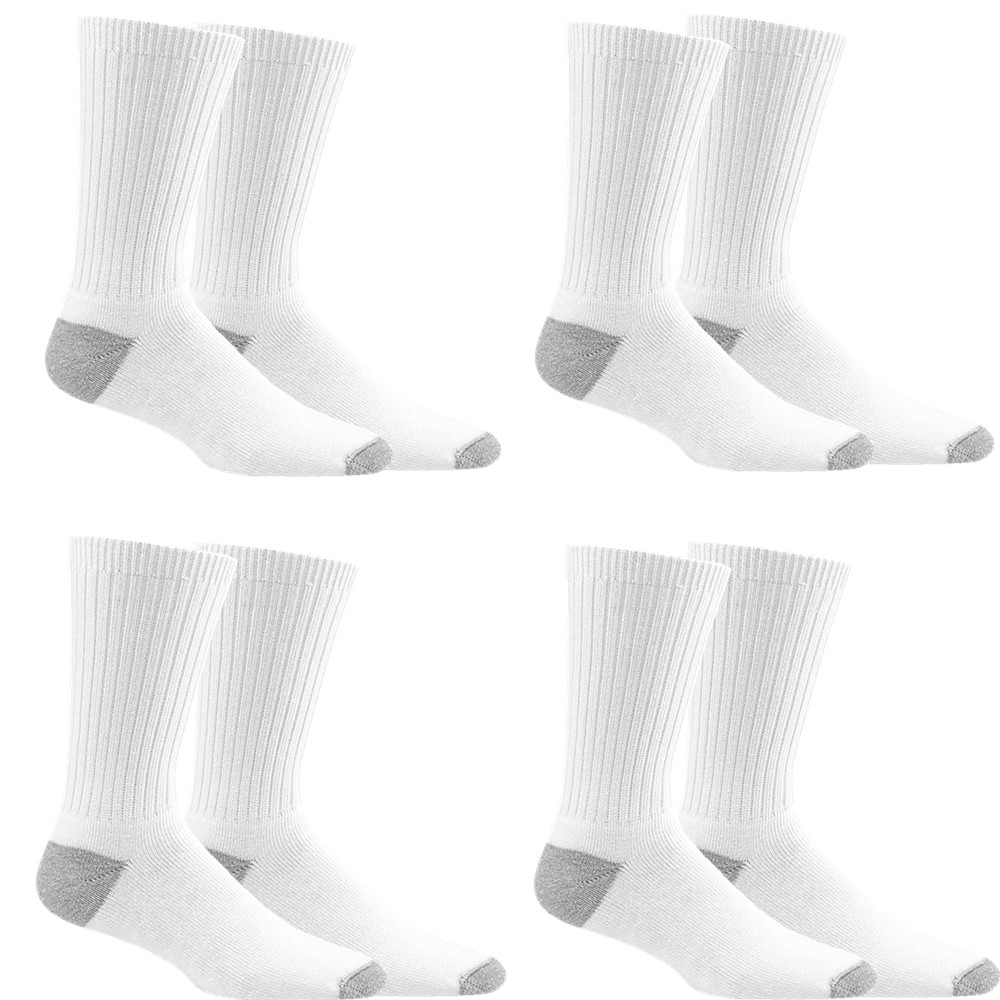 3-12 Pairs Men’s Athletic Cotton Crew Socks – White, 2-Tone, Sports Sizes 9 - 13