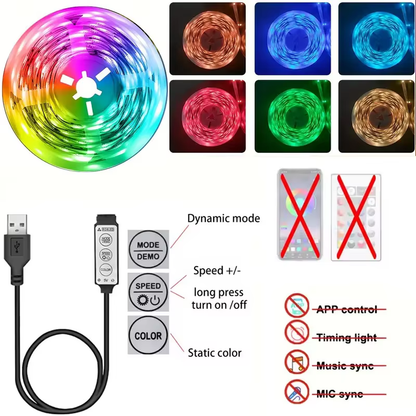 USB LED Strip Lights RGB 5050 Color Changing APP Control Flexible Tape Light