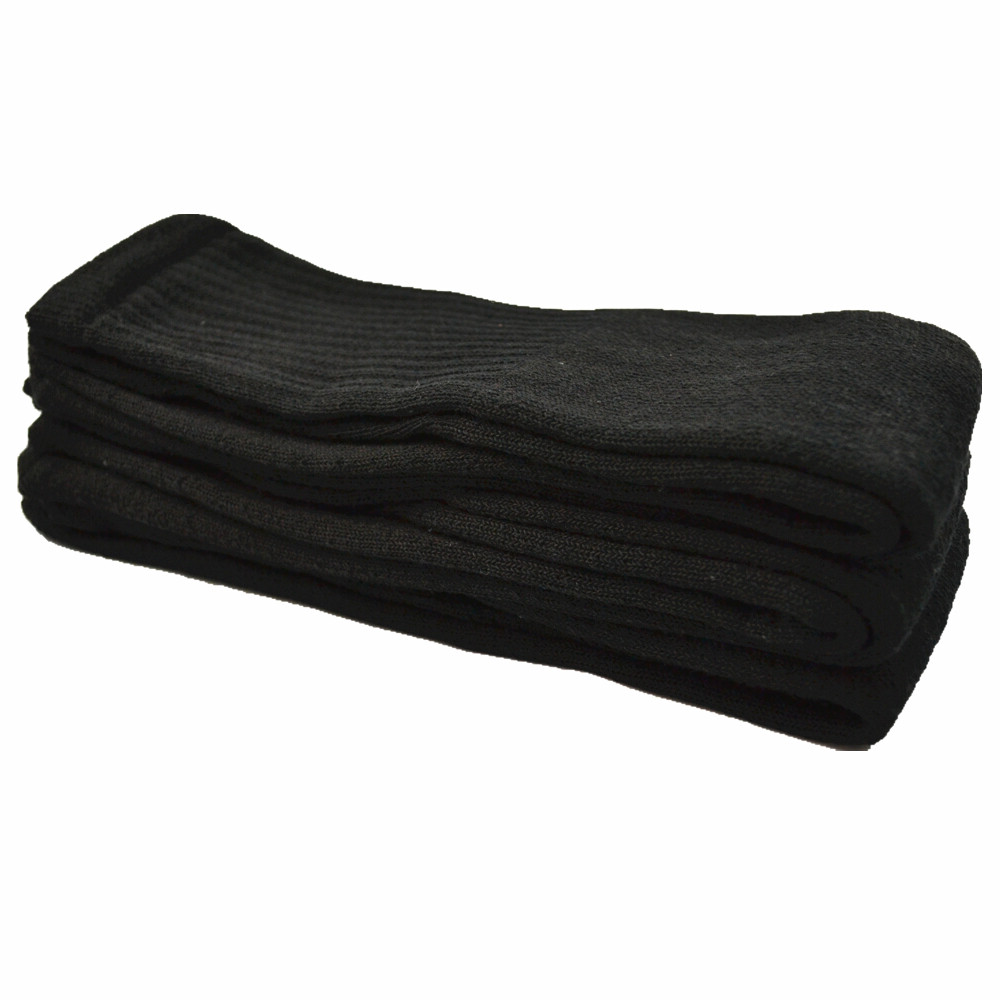 3-12 Pairs Men’s Black Athletic Cotton Socks – High Calf Sports & Work Size 9-15