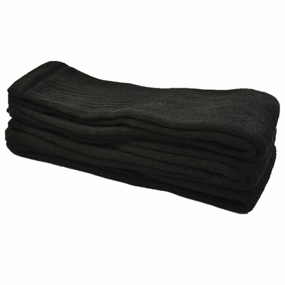 3-12 Pairs Men’s Black Athletic Cotton Socks – High Calf Sports & Work Size 9-15