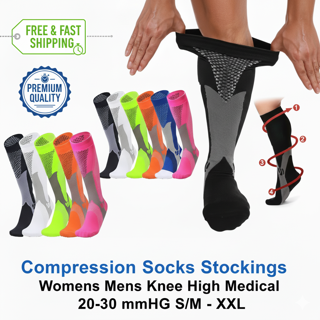 Compression Socks 20-30 mmHg Men & Women – Knee High Medical Stockings S/M-XXL