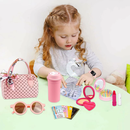 Girls Pretend Play Purse & Makeup Toy Set – Princess Accessories Gift Kit