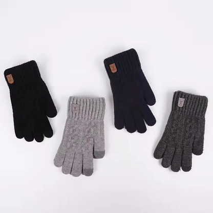 Winter Warm Touchscreen Knitted Gloves Men Velvet Thick Wool Cold-Proof Gloves