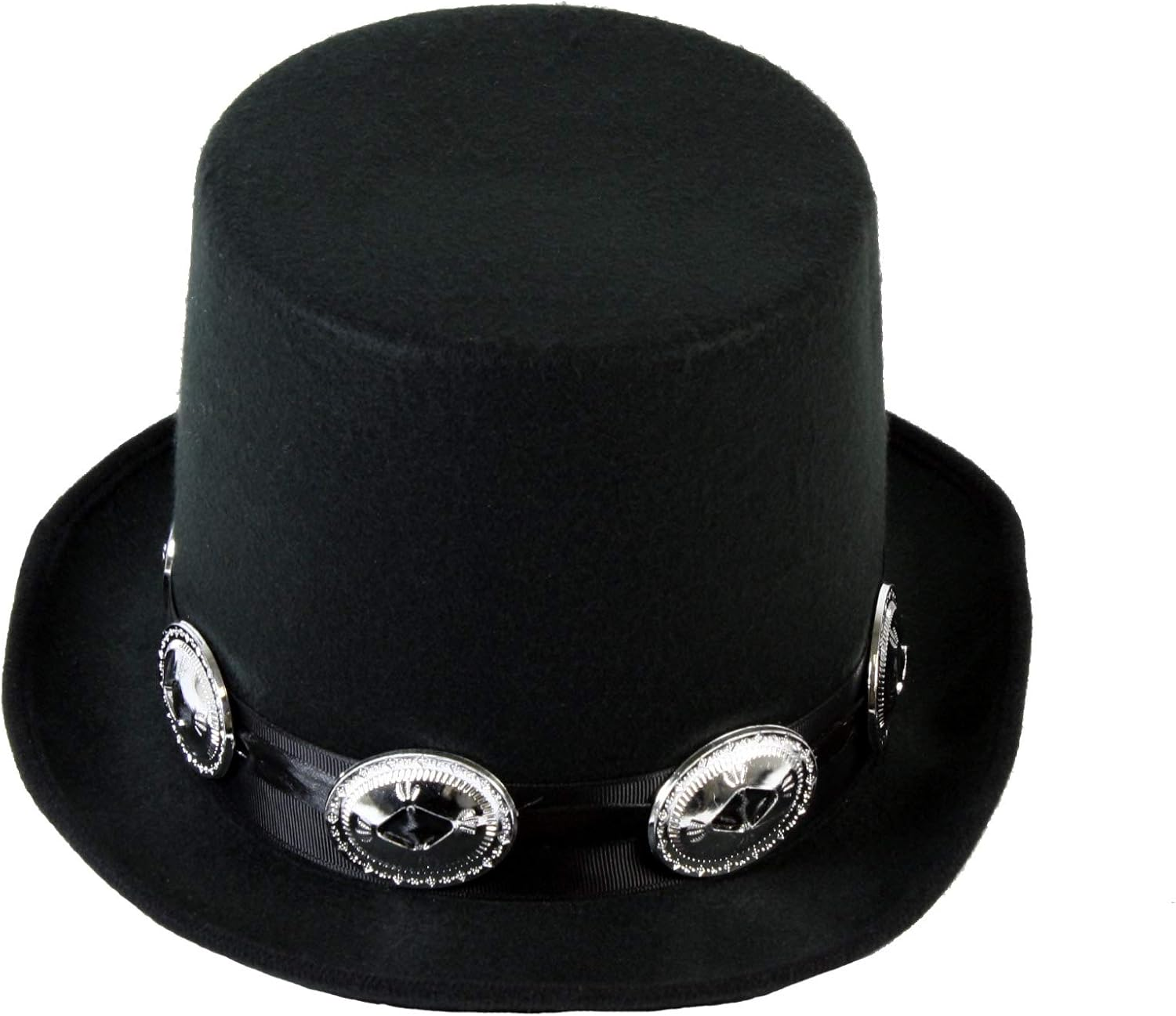 Black Buckled Guitar Hero Rocker Top Hat – Fancy Dress Party Costume
