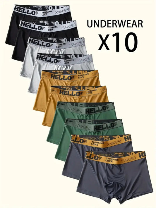 10-Pack Men's Boxer Briefs Soft Stretch Underwear Shorts XS M XXL Fit All