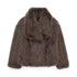 Women’s Faux Fur Cropped Jacket Chic Thick Warm Coat with Lapel Collar & Buttons