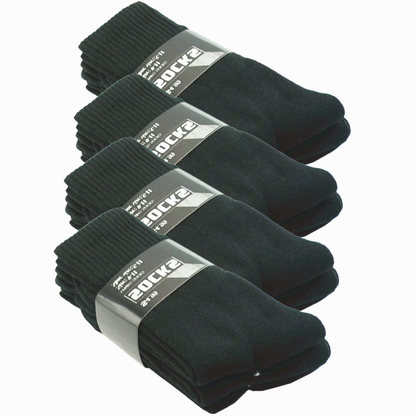 6 Pairs Men’s Black Cotton Crew Socks – Solid Sports, Athletic & Work Size 10-13