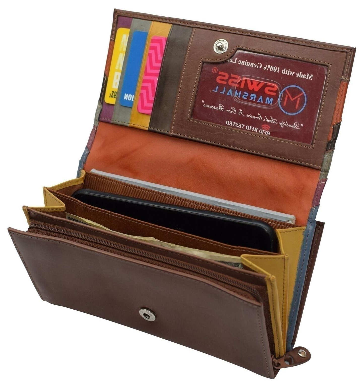 Women’s RFID Blocking Genuine Leather Wallet Large Capacity Card & Phone Holder