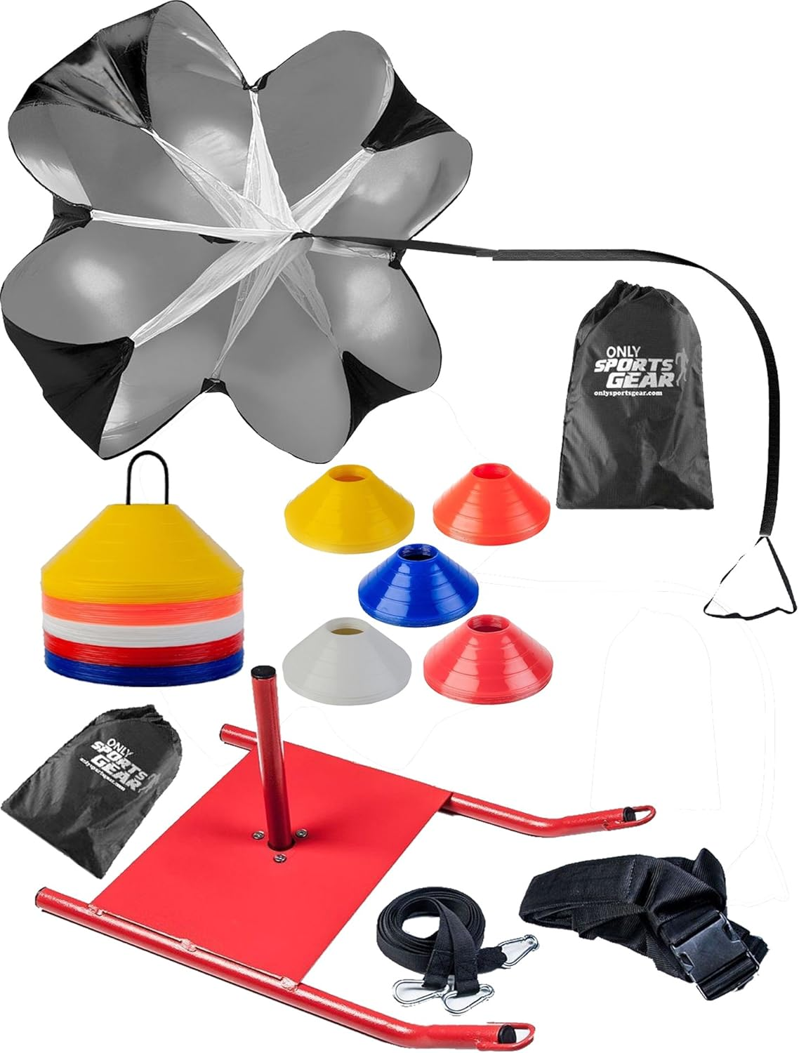 Agility Training Running Combo Power Speed Sled Chute & Marker Cones Disc