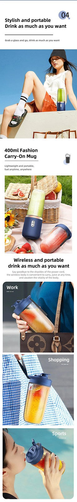 Portable 400ml Electric Juicer Blender USB Charging Fruit Smoothie Cup Machine