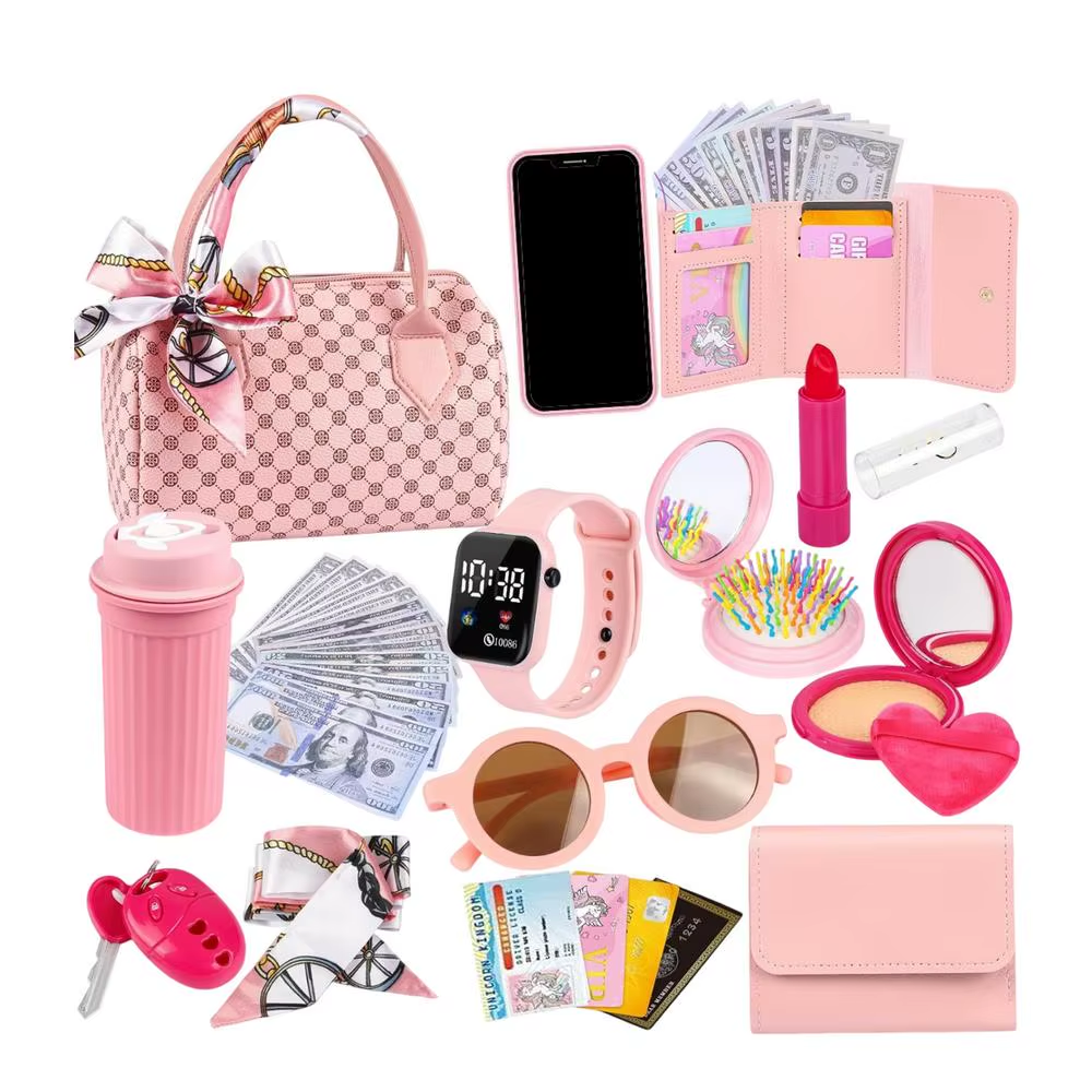 Girls Pretend Play Purse & Makeup Toy Set – Princess Accessories Gift Kit