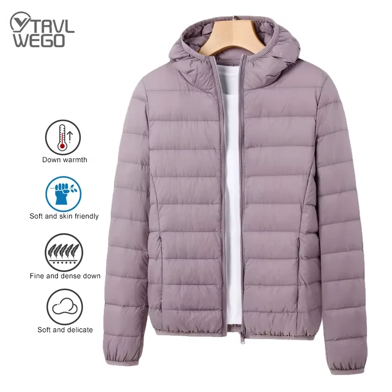 Women’s 90% White Duck Down Jacket – Lightweight Hiking & Climbing Coat, Warm